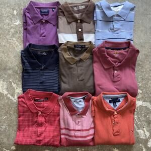 Men’s 9 Shirt Polo Style Bundle Tommy Nautica Tasso Elba 2XL